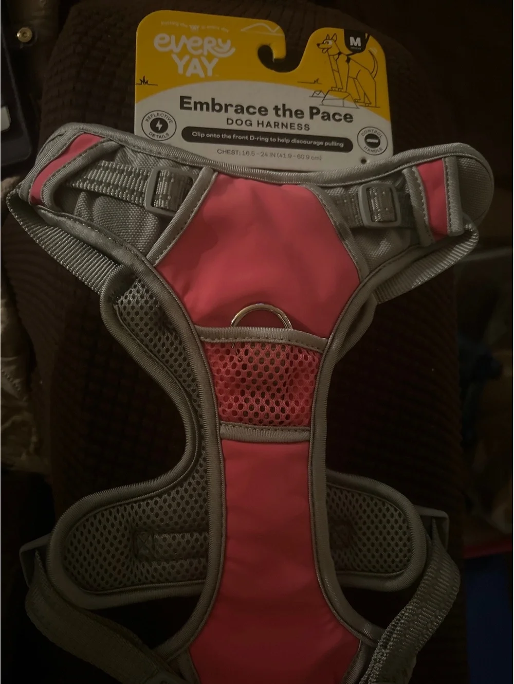 EveryYay Embrace the Pace Dog Harness Medium Pink and Gray